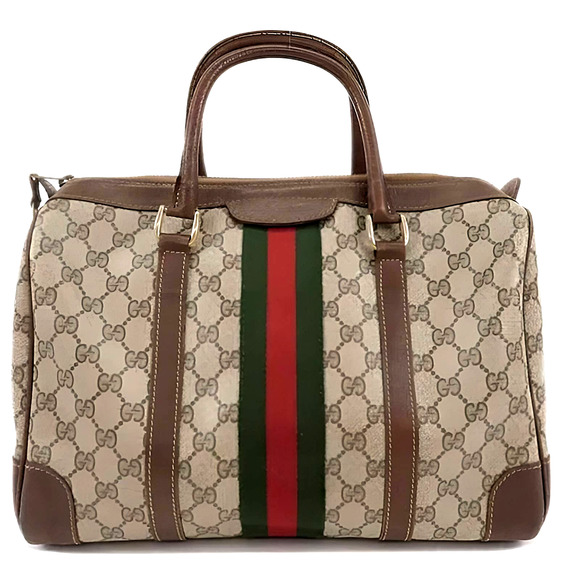 💎✨BEAUTIFUL✨💎 GUCCI Sherry Old Gucci GG Supreme Leather Boston Bag - Picture 7 of 17